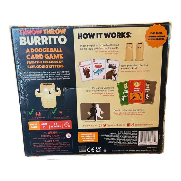 Throw Throw Burrito by Exploding Kittens A Dodgeball Card Game Brand NEW - Picture 3 of 4